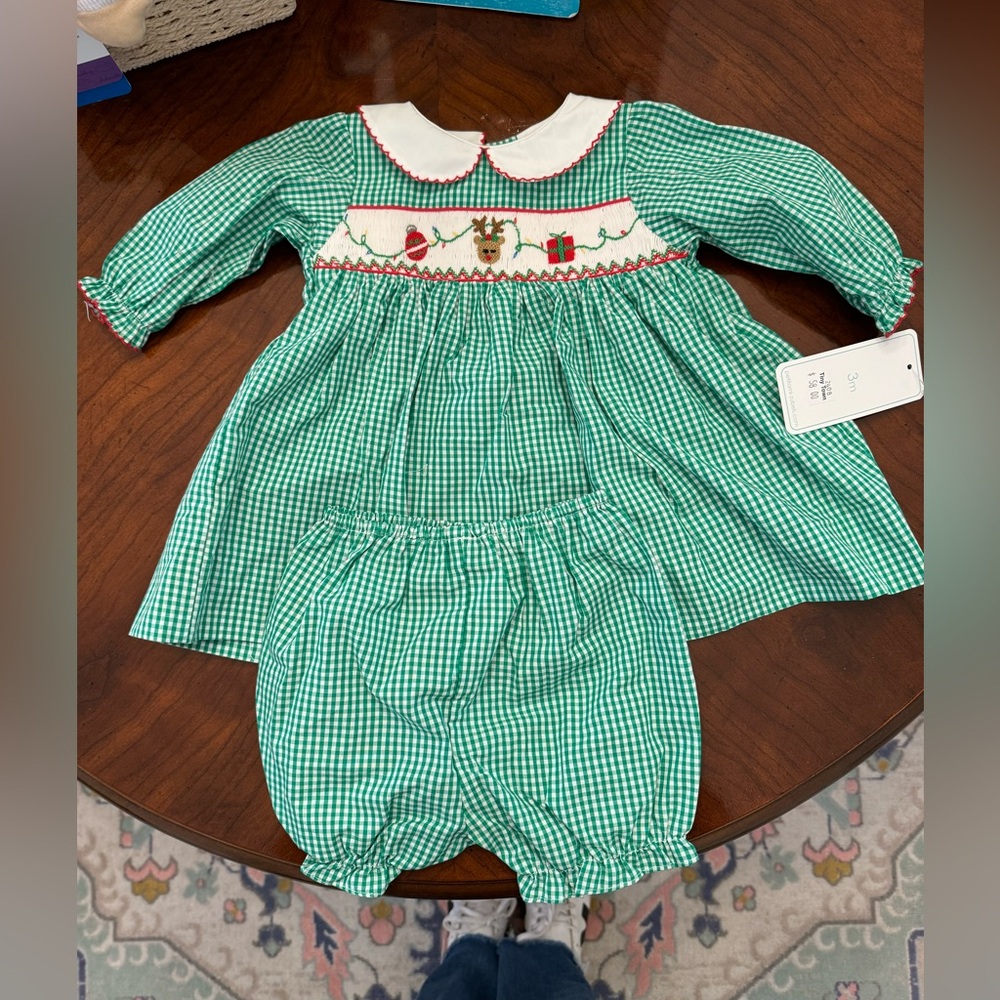 NWT Petit Ami Christmas Dress and Bloomer Set
